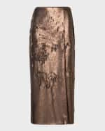 Image 1 of 5: Akris Bi-Color Sequin Pencil Skirt