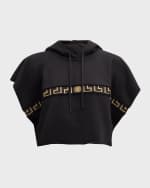 Image 1 of 6: Versace Greca Cropped Short-Sleeve Hoodie