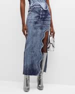 Image 2 of 6: PH5 Lily Denim-Print Wavy Slit Midi Skirt