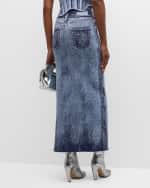 Image 4 of 6: PH5 Lily Denim-Print Wavy Slit Midi Skirt