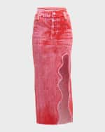 Image 1 of 6: PH5 Lily Denim-Print Asymmetric Midi Skirt