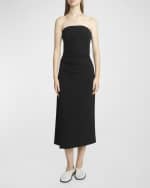 Image 2 of 5: Proenza Schouler Shira Strapless Draped Matte Crepe Midi Dress