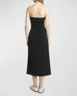 Image 3 of 5: Proenza Schouler Shira Strapless Draped Matte Crepe Midi Dress