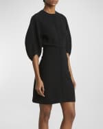 Image 5 of 6: Proenza Schouler Goldie Dolman-Sleeve Crepe Mini Dress