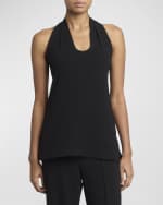 Image 3 of 6: Proenza Schouler Miller Fringe-Tie Sleeveless Crepe Halter Top