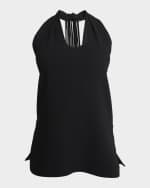 Image 1 of 6: Proenza Schouler Miller Fringe-Tie Sleeveless Crepe Halter Top