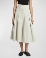Image 2 of 6: Proenza Schouler Moore Pleated Organic Cotton Twill Suiting Midi Skirt