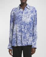 Image 3 of 5: Proenza Schouler Norman Printed Viscose Crepe De Chine Collared Top
