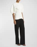 Image 2 of 6: Proenza Schouler Reagan Puff-Sleeve Eco Stretch Linen-Blend Top