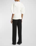 Image 4 of 6: Proenza Schouler Reagan Puff-Sleeve Eco Stretch Linen-Blend Top