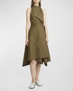 Image 2 of 5: Proenza Schouler Yoko Compact Poplin Asymmetric Dress