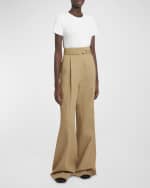 Image 4 of 5: Proenza Schouler Dana Belted Cotton-Blend Suiting Puddle Pants