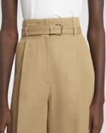 Image 5 of 5: Proenza Schouler Dana Belted Cotton-Blend Suiting Puddle Pants