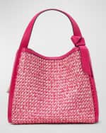 Image 1 of 3: kate spade new york knott tweed straw top-handle bag