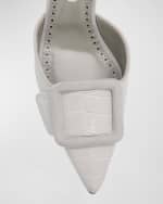Image 4 of 6: Manolo Blahnik Maysli Croco Buckle Slingback Pumps