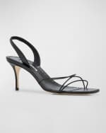 Image 5 of 6: Manolo Blahnik Leather Strappy Slingback Sandals