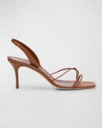 Image 1 of 6: Manolo Blahnik Leather Strappy Slingback Sandals