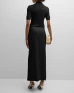 Image 3 of 6: Adam Lippes Dakota Wool Crepe Pencil Skirt with Crystal Buttons