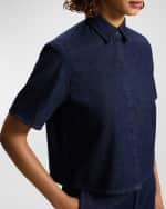 Image 5 of 5: Theory Denim Boxy Short-Sleeve Shirt