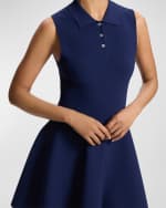 Image 5 of 5: Theory Flared Sleeveless Mini Polo Dress