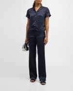 Image 2 of 8: Theory Crushed Satin Camp Shirt