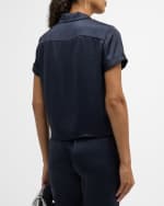 Image 5 of 8: Theory Crushed Satin Camp Shirt