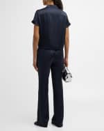 Image 3 of 6: Theory Crushed Satin Slim Pull-On Pants
