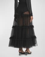 Image 4 of 6: Versace Jeans Couture Tiered Tulle Midi Skirt