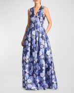 Image 1 of 3: Sachin & Babi Brooke Pleated Floral-Print Gown