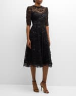 Image 5 of 6: Rickie Freeman for Teri Jon Floral Bead & Sequin Tulle Midi Dress