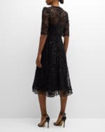Image 3 of 6: Rickie Freeman for Teri Jon Floral Bead & Sequin Tulle Midi Dress