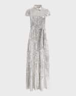 Image 1 of 5: Alice + Olivia Miranda Short-Sleeve Sequined Maxi Dress