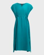 Image 1 of 6: Eileen Fisher Dolman-Sleeve Washed Silk Midi Dress