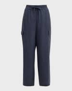 Image 1 of 6: Eileen Fisher Cropped Washed Silk Cargo Pants
