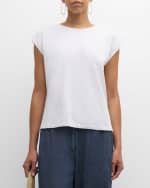 Image 3 of 6: Eileen Fisher Cap-Sleeve Organic Cotton Stretch Jersey Top