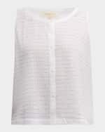 Image 1 of 5: Eileen Fisher Grid Organic Cotton Voile Boxy Shirt