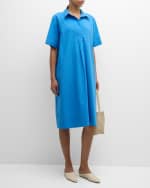 Image 5 of 6: Eileen Fisher Petite Pleated Organic Cotton Poplin Midi Dress