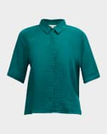 Image 1 of 6: Eileen Fisher Button-Down Organic Cotton Gauze Shirt