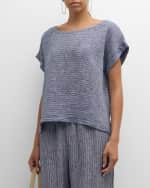 Image 2 of 6: Eileen Fisher Crinkled Striped Organic Linen Shirt
