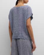 Image 4 of 6: Eileen Fisher Crinkled Striped Organic Linen Shirt