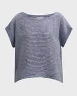 Image 1 of 6: Eileen Fisher Crinkled Striped Organic Linen Shirt