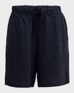 Image 1 of 5: Eileen Fisher Puckered Check Organic Linen Shorts