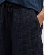 Image 5 of 5: Eileen Fisher Puckered Check Organic Linen Shorts