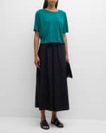 Image 5 of 6: Eileen Fisher Petite Wide-Leg Organic Cotton Poplin Pants