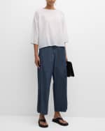 Image 2 of 6: Eileen Fisher Bateau-Neck Grid Organic Cotton Voile Shirt