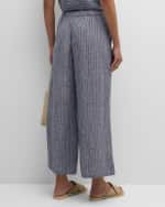 Image 4 of 6: Eileen Fisher Cropped Wide-Leg Striped Organic Linen Pants