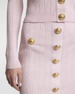 Image 6 of 6: Balmain Button-Front Rib Knit Mini Skirt