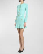 Image 5 of 7: Balmain Buttoned Pointelle Rib Knit Short Cardigan