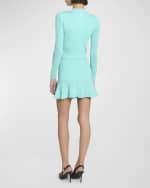 Image 3 of 7: Balmain Buttoned Pointelle Rib Knit Short Cardigan