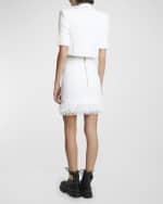 Image 3 of 6: Balmain High-Waist Fringed Tweed Mini Skirt